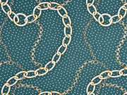 Viskosejersey Ketten Punkte, dunkelgr�n