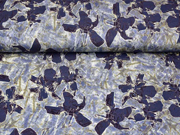 Viskosejersey abstraktes Blumenmuster, jeansblau