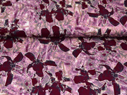 Viskosejersey abstraktes Blumenmuster, weinrot