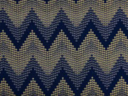 Viskosejersey Zickzack gepunktet, camel nachtblau
