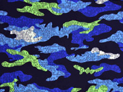 Softshell Stoff Jackenstoff Camouflagemuster, hellgr�n blau