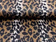 Mantelstoff mit Wollanteil Leopardenmuster angeraut, braun