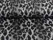Mantelstoff mit Wollanteil Leopardenmuster angeraut, grau