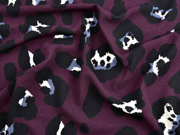 Blusenstoff Crepe gro�es Leopardenmuster, bordeaux