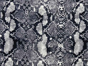 Baumwollstoff Schlangenmuster, grau schwarz