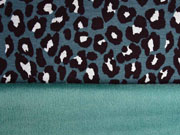 Alpenfleece Sweatstoff Leopardenmuster, schwarz petrol