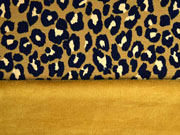 Alpenfleece Sweatstoff Leopardenmuster, schwarz ocker