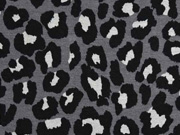 Alpenfleece Sweatstoff Leopardenmuster, schwarz dunkelgrau