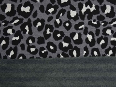 Alpenfleece Sweatstoff Leopardenmuster, schwarz dunkelgrau