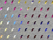 Jersey Blitze bunt metallic, hellgrau melange