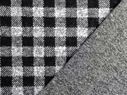 Jacquardjersey Karomuster angeraut, schwarz grau