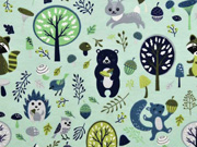 Jersey Waldtiere Laub Pilze, gr�n mint