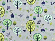 Jersey B�ume Laub Eicheln, gr�n hellblau hellgrau
