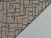 Sweat French Terry Gittermuster Kupfer metallic, taupe melange