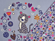 Jersey Leopard in Blumenkranz 3 in 1 Panel, grau