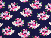 Jersey Igel Blumen Herzen, dunkelblau