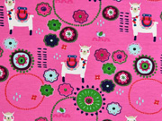 Jersey Lamas bunte Blumen, pink