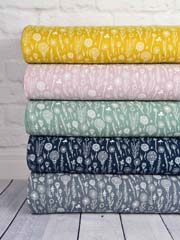 Musselin Double Gauze Blumen, wei� currygelb