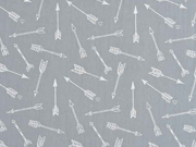 Baumwollstoff Pfeile, wei� hellgrau