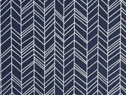 Baumwollstoff Pfeilspitzen Fischgr�t, wei� dunkelblau