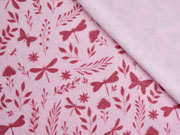 Sweat Frottee Schmetterlinge Blumen elastisch, rosa