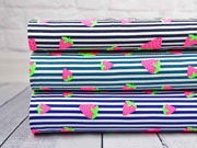 Jersey Streifen Neon Erdbeeren, dunkelblau wei�