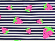 Jersey Streifen Neon Erdbeeren, dunkelblau wei�