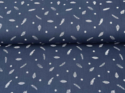 Musselin dreifach  Triple Gauze Federn, wei� dunkelblau