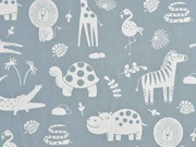 Baumwollstoff Zootiere Giraffen L�wen, hellgrau