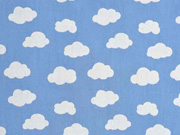 Baumwollstoff Wolken, wei� hellblau