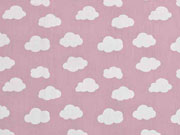 Baumwollstoff Wolken, wei� hellrosa