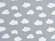 Baumwollstoff Wolken, wei� grau