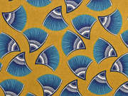 Dekostoff Leinenlook F�cher, petrol mint ocker