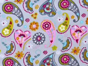 Baumwollstoff Paisley Blumen, rosa ocker hellgrau