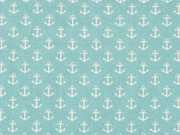 Baumwollstoff kleine wei�e Anker, mint