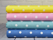 Baumwollstoff wei�e Punkte 1cm, zitronengelb