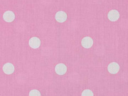 Baumwollstoff wei�e Punkte 1 cm, rosa