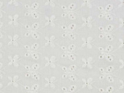 bestickter Baumwollstoff Blumen Schmetterlinge Lochstickerei, cremewei�