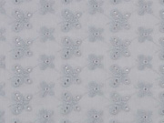 bestickter Baumwollstoff Blumen Schmetterlinge Lochstickerei, hellgrau