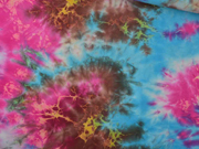 Jersey Batik, braun hellblau pink