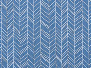 Baumwollstoff Pfeilspitzen Fischgr�t, wei� jeansblau