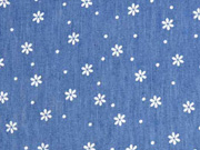 Leichter Jeansstoff Bl�mchen/Punkte, jeansblau