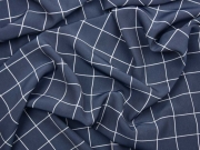 Restst�ck 89cm Blusenstoff Linien & Quadrate, dunkelblau