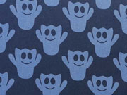 Baumwollstoff Gespenster - jeansblau auf dunkelblau