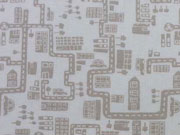 Baumwollstoff Stadt - taupe auf wei�