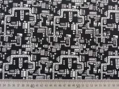 Baumwollstoff Stadt - creme auf schwarz