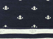 RESTST�CK 60 CM Doublefacejersey Anker, creme auf dunkelblau