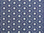 RESTST�CK 97 cm Stretchjeansstoff Sterne und Punkte, dunkelblau