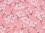 RESTST�CK 125 CM Modal French Terry Blumen Zweige, altrosa