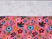 French Terry Sweat Blumen Tauben, dunkel altrosa